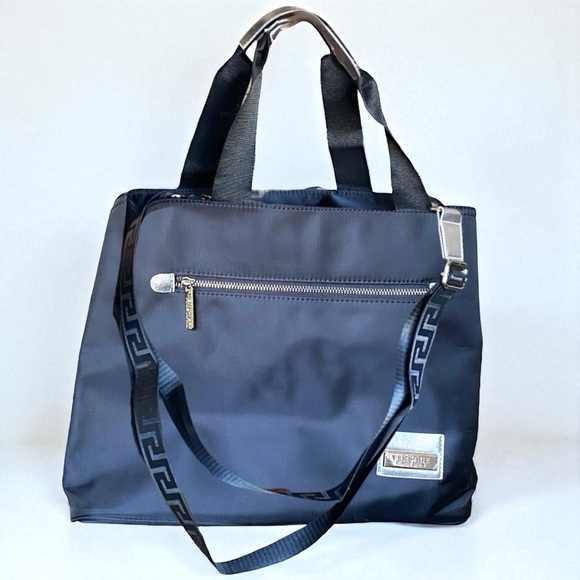 Versace Parfums Black Shoulder/Crossbody zip Bag with Greca Key detachable strap - Picture 1 of 13